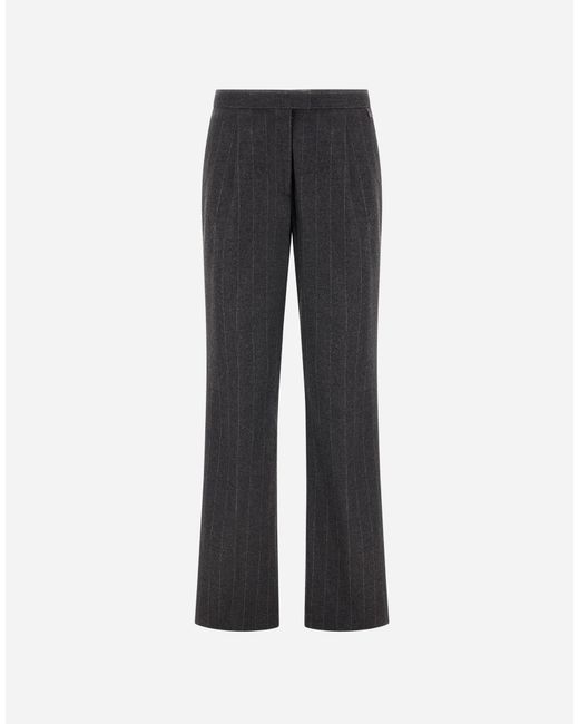 Herno Gray Pinstriped Stretch Wool Trousers
