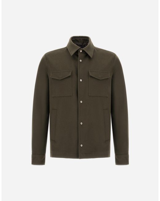 Herno Green Cashmere And Wool Shacket for men