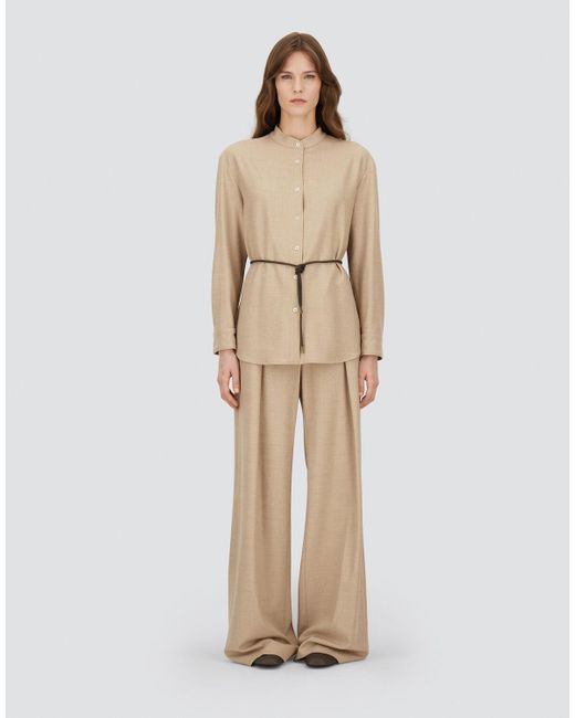 Herno Natural Pantalones De Bi-stretch Lurex Wool