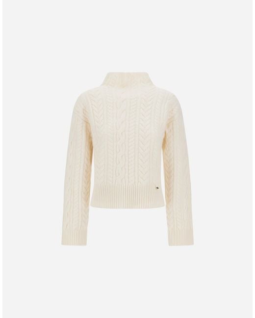 Herno White Cable-Knit Wool Jumper