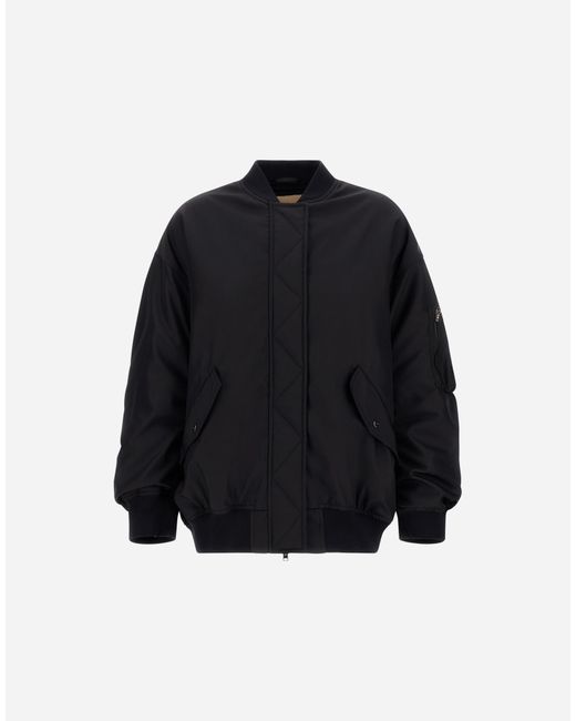 Herno Black Nylon Gabardine Bomber Jacket