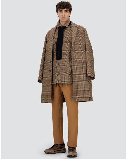 Herno Brown Glen Check R-Wool Coat for men