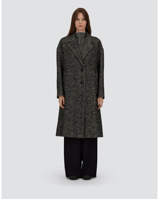 Herno Gray Herringbone R-Wool Coat