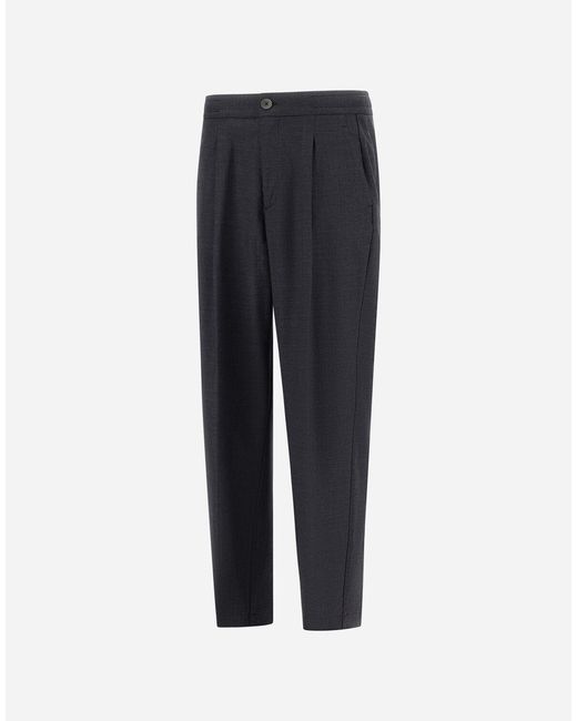 Herno Blue Trousers In Fluid Wool for men