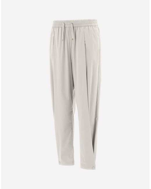 Herno White Trousers In Light Nylon Stretch