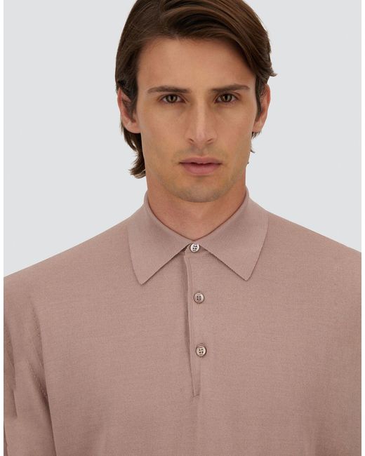 Herno Pink Long-Sleeved Polo Shirt for men
