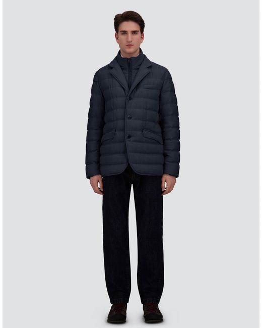 Herno Blue Wool-Blend, Viscose And Suede-Effect Blazer for men