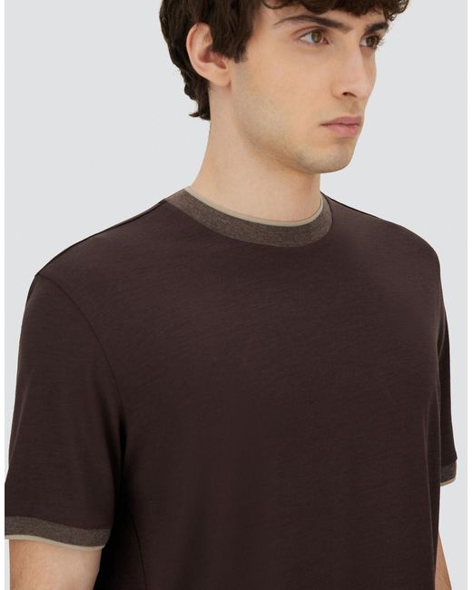Herno Brown Soft Wool Jersey T-Shirt for men