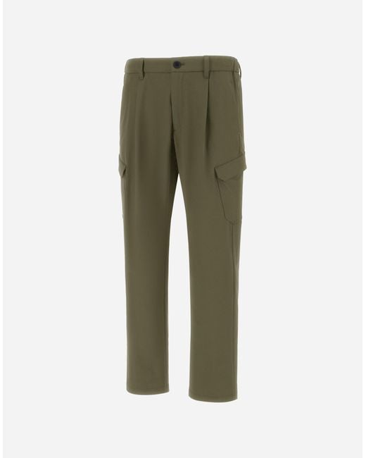 Herno Green Light Comfort Stretch Woven Cargo Trousers for men