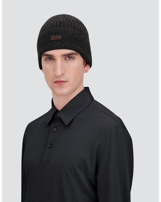 Herno Black Ribbed Wool Beanie for men