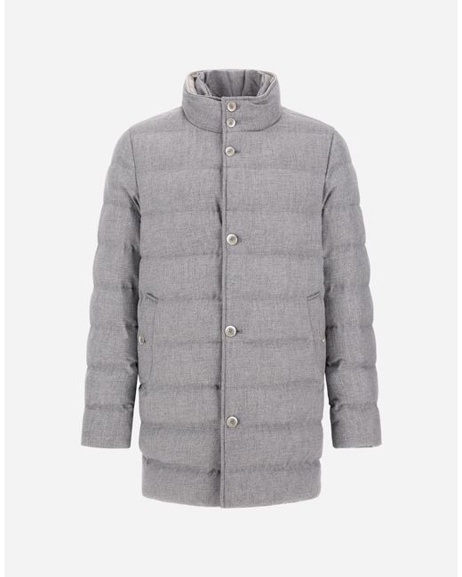Herno Gray Wool-Blend, Viscose And Suede-Effect Carcoat for men