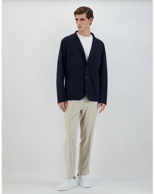 Herno Blue Blazer In Non-washed Light Scuba for men