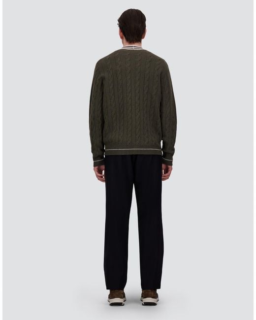 Herno Black Cable-Knit Wool And Cashmere Cardigan for men