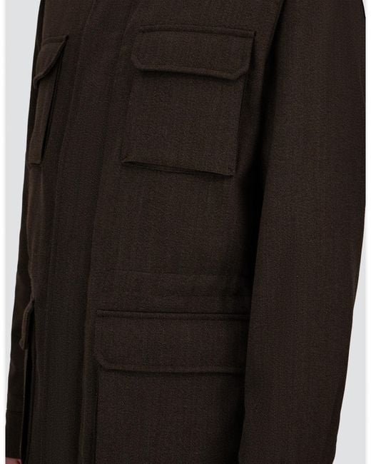 Herno Black Vintage-Effect Wool-Blend Field Jacket for men
