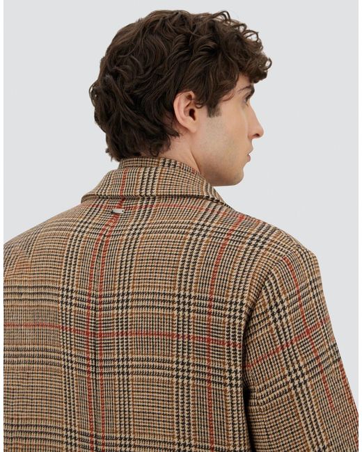 Herno Brown Glen Check R-Wool Coat for men