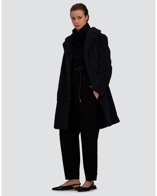 Herno Black Alpaca Jacket With Fringing