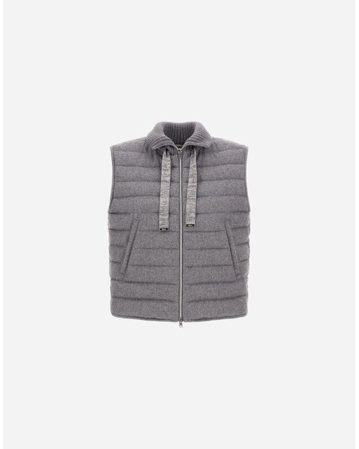 Herno Gray Weste Resort Aus Lucent Cashmere Wool