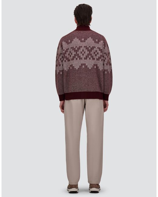 Herno Purple Wool And Cashmere Cardigan With Norwegian Pattern for men