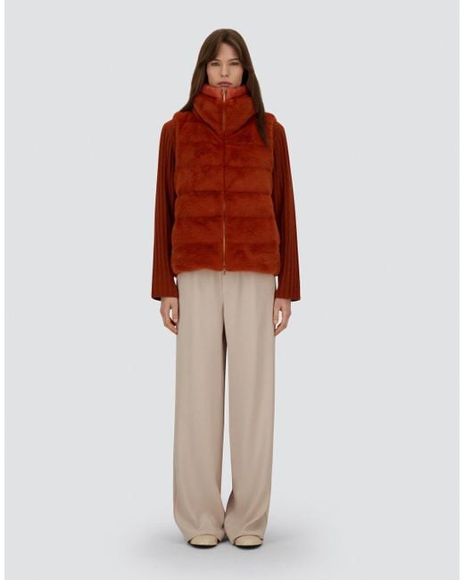 GILET IN LADY ALTERNATIVE FUR E NYLON ULTRALIGHT di Herno in Red