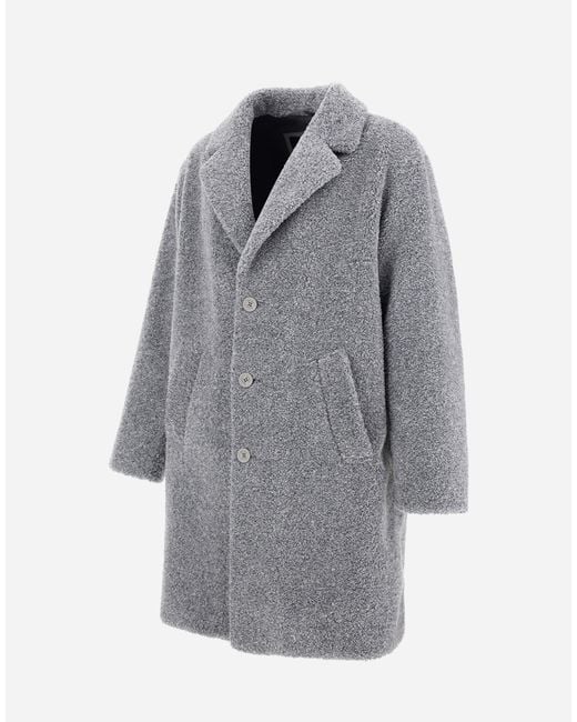 Herno Gray Melange Teddy Coat for men