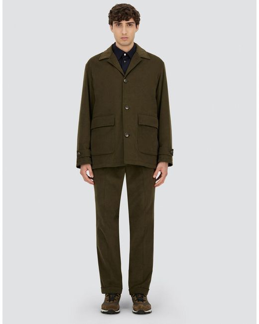 Herno Green Stretch Cotton Velvet And Monogram Shacket for men