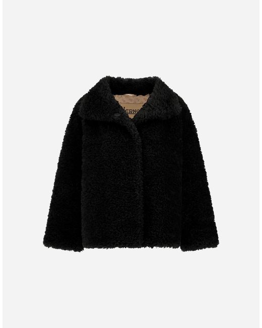 Herno Black Curly-Effect Fur-Touch Short Jacket