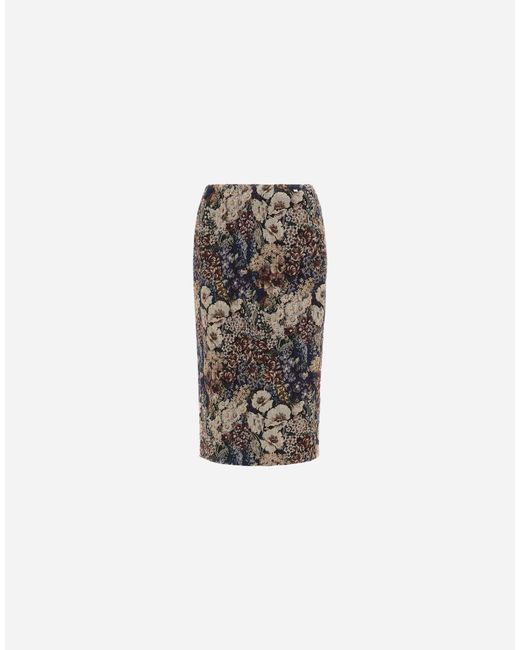 Herno White Jacquard Skirt With Floral Motif