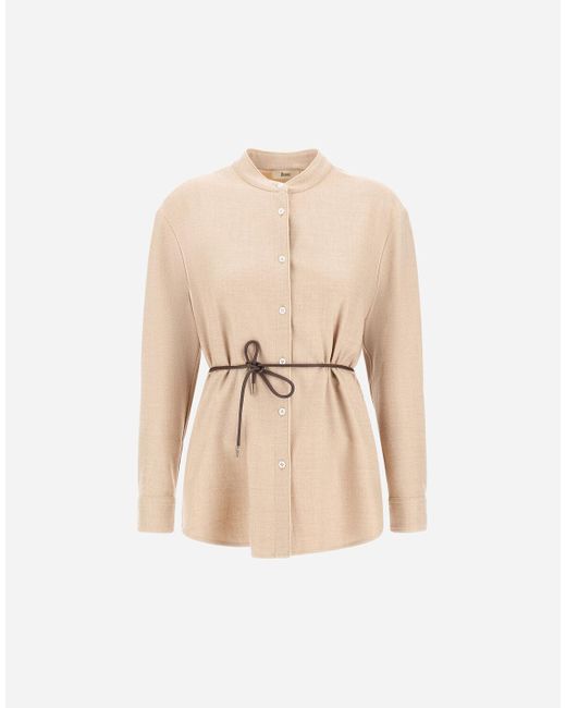 Herno Natural Bi-Stretch Lurex Wool Shirt