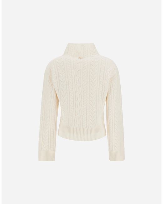 Herno White Cable-Knit Wool Jumper