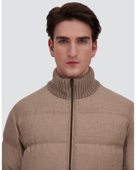Herno Brown Wool Tweed Bomber Jacket for men