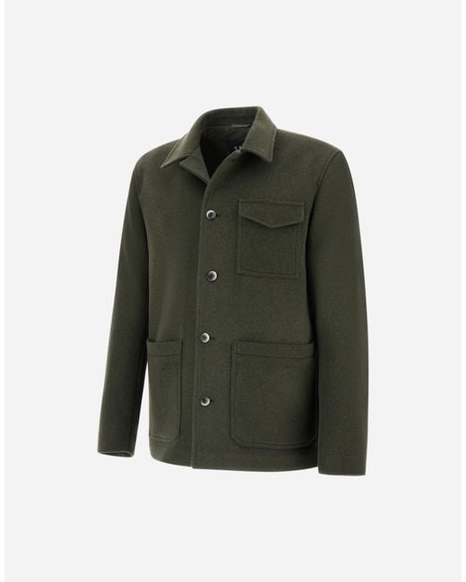 Herno Green Soft Recycled Wool Field Jacket for men