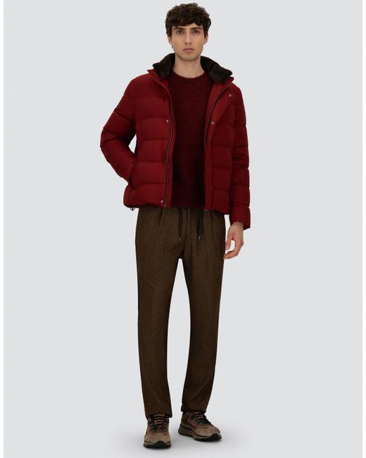 Herno Red Bomber Jacket In Arendelle And Faux Fur for men