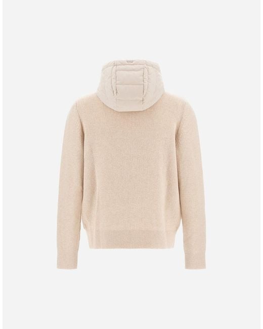 Herno Natural Resort Cob Carded Wool And Suede Effect Hoodie for men
