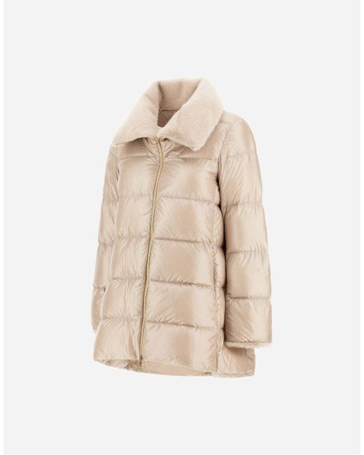 Herno Natural Chaqueta De Corte Acampanado De Nylon Ultralight Y Lady Alternative Fur