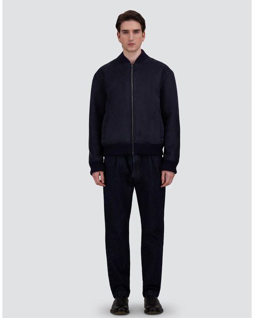 Herno Blue Faux Shearling Bomber Jacket for men