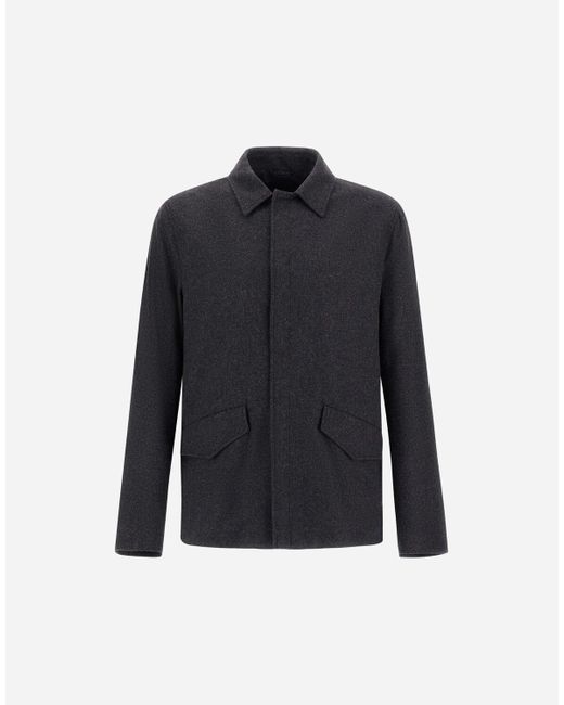 GIACCA CAMICIA IN WOOL FLANNEL di Herno in Blue da Uomo
