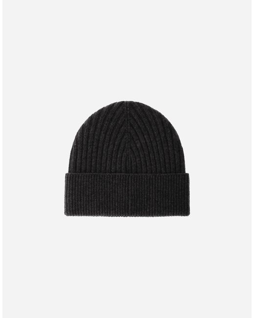 Herno Black Ribbed Wool Beanie for men