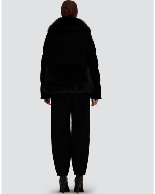 Herno Black Astrakhan-Effect Fur-Touch Jacket