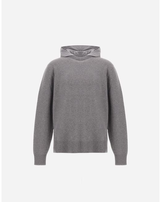 Herno Gray Resort Double Cotton Knit And Travel Nylon Ponente Jumper for men