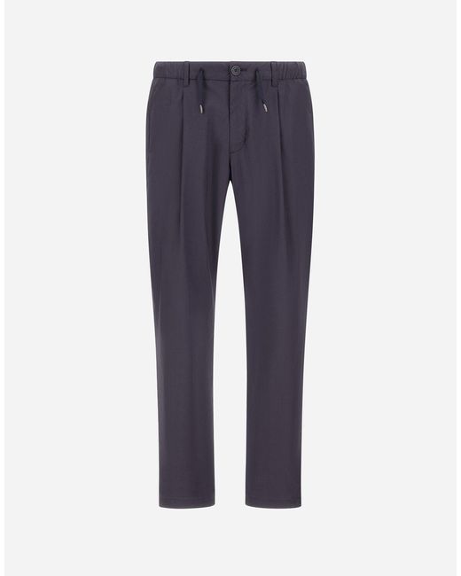 Herno Blue Light Cotton Stretch Trousers for men