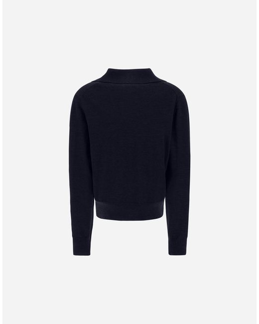 Herno Blue Stocking Stitch Wool Jumper