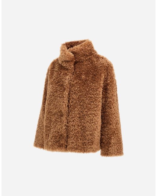 Herno Brown Curly-Effect Fur-Touch Short Jacket