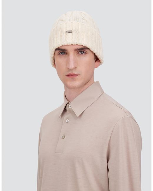 Herno Natural Cable-Knit Wool Beanie for men