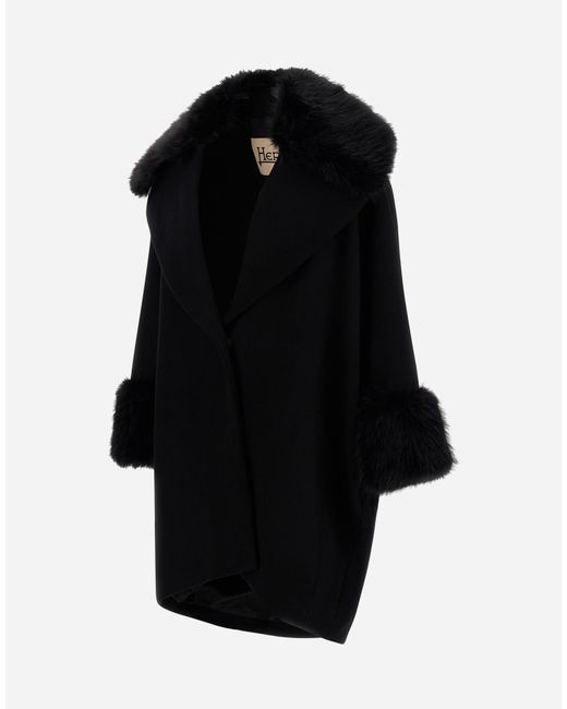 Herno Black Wool Cloth Coat