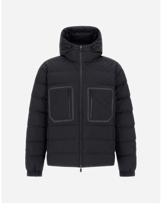 GIACCA CON CAPPUCCIO IN 2 LAYER WINDSTOPPER di Herno in Blue da Uomo