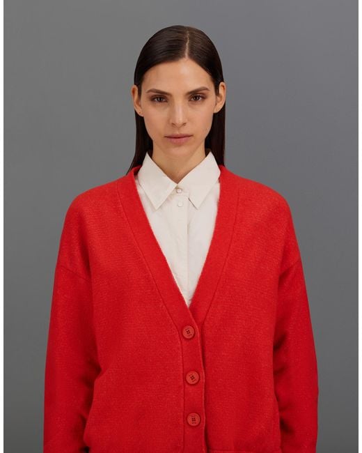 Herno Red Laminar Cardigan