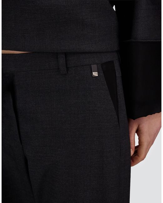 Herno Blue Wool Gabardine And Viscose Satin Trousers