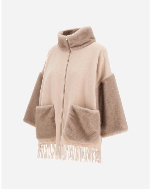 Herno Natural Wool, Cashmere And Mink-Effect Mélange Poncho