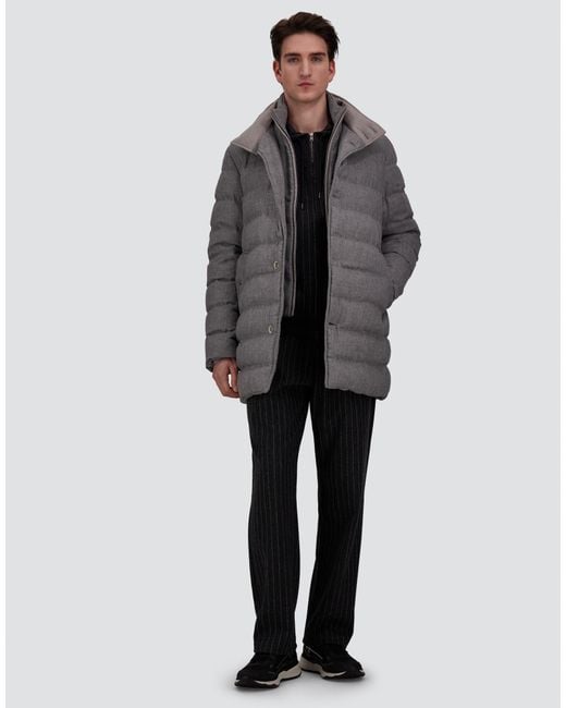 Herno Gray Wool-Blend, Viscose And Suede-Effect Carcoat for men