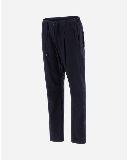 Herno Blue Trousers In Light Cotton Stretch for men